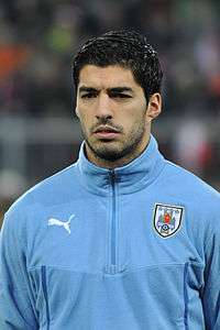 Luis Suárez lining up for Uruguay in 2014