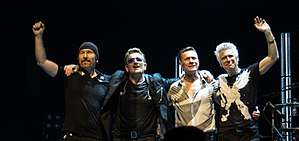 Irish rock band U2 performing in 2015
