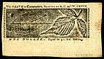 Maryland colonial currency, 1 dollar, 1770 (reverse)