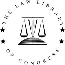 A stylized Scales of Justice is encircled by the text "Law Library of Congress"