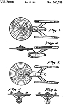 Black-on-white drawings of the USS Enterprise