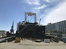 USNS T-AKR-302 Seay at the Boston Drydock for maintenance