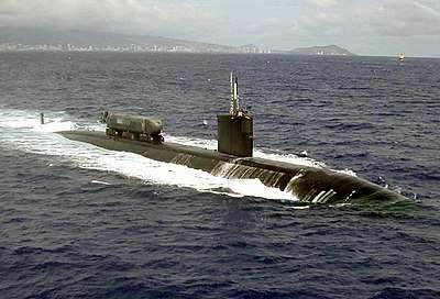 USS Greeneville (SSN-772) off the coast of Honolulu, Hawaii.