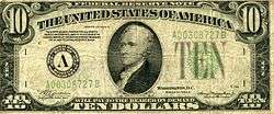 A picture of an old-style ten dollar bill