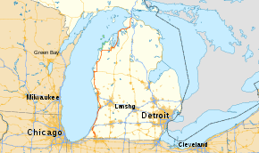 US&nbsp;31 runs north–south through the Lower Peninsula of Michigan, crossing into the state from Indiana near Niles and then running along the Lake Michigan shoreline from the Benton Harbor–St. Joseph area to Mackinaw City
