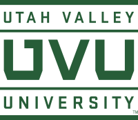 UVU logo combining full name of school with monogram of school acronym