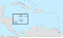 Map of the change to the United States in the Caribbean Sea on November 22, 1869
