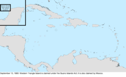 Map of the change to the United States in the Caribbean Sea on September 13, 1880