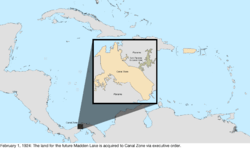 Map of the change to the United States in the Caribbean Sea on February 1, 1924