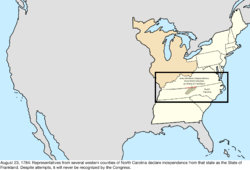 Map of the change to the United States in central North America on August 23, 1784