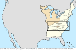 Map of the change to the United States in central North America in June 1785