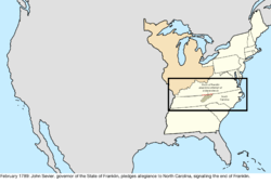 Map of the change to the United States in central North America in February 1789