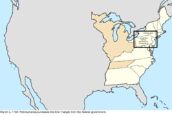 Map of the change to the United States in central North America on March 3, 1792
