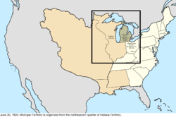 Map of the change to the United States in central North America on June 30, 1805