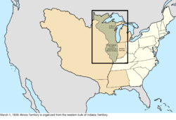 Map of the change to the United States in central North America on March 1, 1809