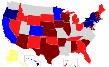 United States gubernatorial elections, 2018.svg