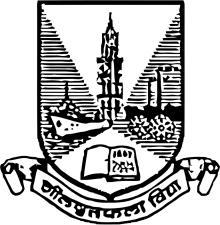 A graphic depicting the official coat of arms of the University of Mumbai