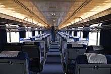Rows of seats in a railcar