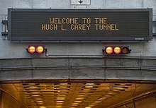 Variable-message sign at the tunnel's entrance