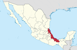 Map of Mexico with Veracruz highlighted