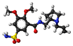 Ball-and-stick model of the veralipride molecule
