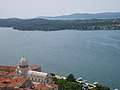 View of Sibenik Cathedral and sea from St. Michael's Fortress