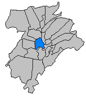 Map of Luxembourg City, with Kirchberg highlighted