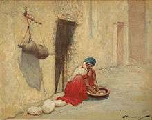 Young woman sorting through grains in a dish by Vincent Manago