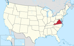Map of the United States with Virginia highlighted