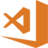 An orange version of the Visual Studio Code logo