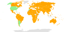 Parties (orange), signatories (green), non-signatories or not member (grey).