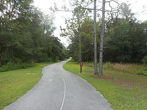 The Withlacoochee State Trail, one of the trails crossing Croom WMA, which the Little Withlacoochee River crosses.