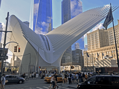 The completed World Trade Center Transportation Hub, seen in September 2016