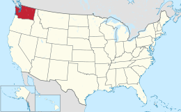 A western state is situated in a country, which is highlighted in a purple-like color.