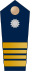 Blue epaulette with a silver button and big, small, small, big golden stripe