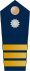 Blue epaulette with a silver button and 3 big golden stripes