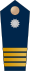 Blue epaulette with a silver button and 4 small golden stripes