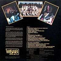 A scan of the back cover of the “WBAB Homegrown Album” from 1981.