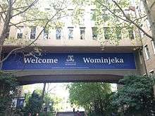 Building signage says Welcome - Wominjeka