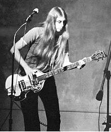 Wendy Penney performing on her 1969 Hofner bass guitar
