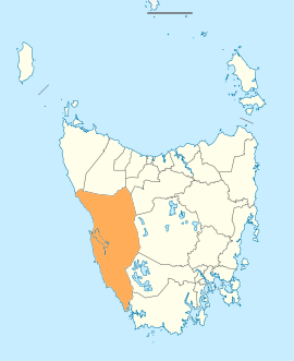 Map showing West Coast LGA in Tasmania