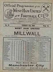 West Ham United and Millwall 1930 FA Cup football programme