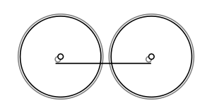 Diagram of two wheels, coupled together with a coupling rod