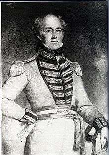1828 painting of Resident William Farquhar in uniform