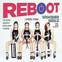 Cover artwork for 'Reboot' featuring four group members holding their instruments
