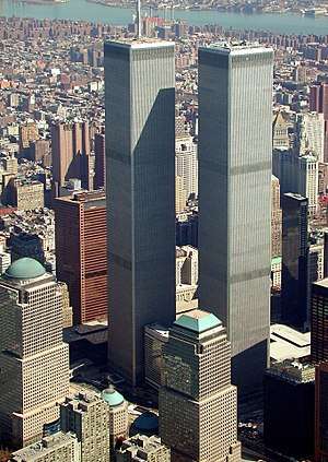 The World Trade Center's Twin Towers as seen from the air