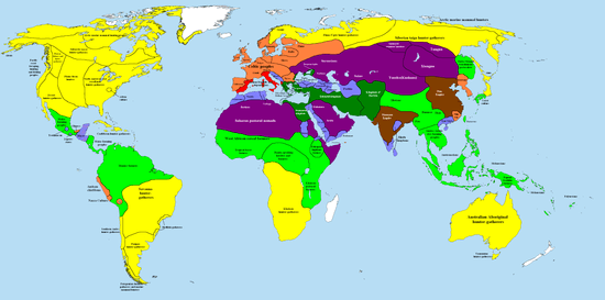 Map of the world in the year of  200 BC.
