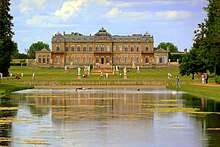 Image of the front of Wrest Park, a large stately home