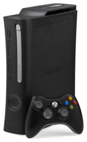 Xbox 360 Elite console with black wireless controller.