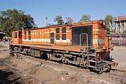 Orange-and-white loco